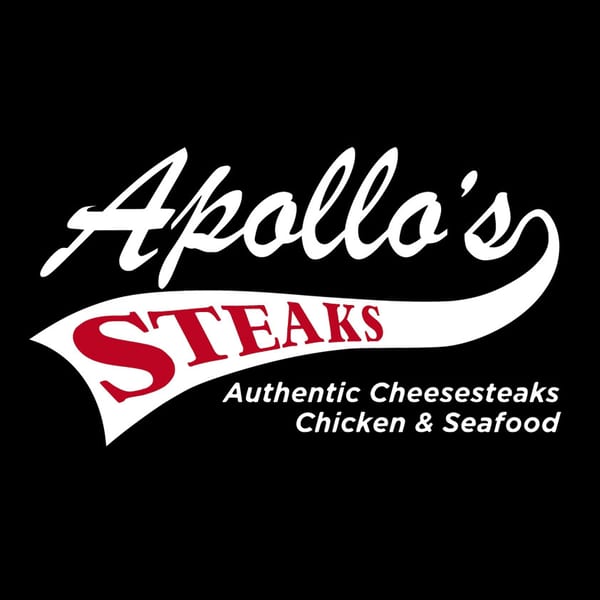 Apollo's Steaks logo with "Authentic Cheesesteaks, Chicken & Seafood" tagline.